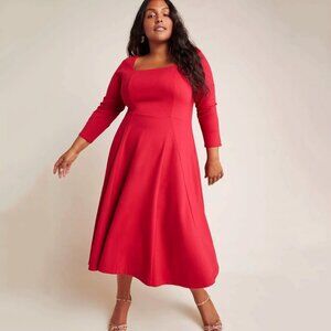 NWT Anthropologie Maeve Red Jocelyn Fit & Flare Midi Dress in Women's 1X